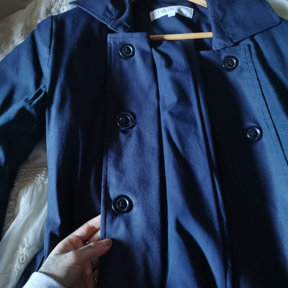 Cleo, medium, dark blue, trench coat